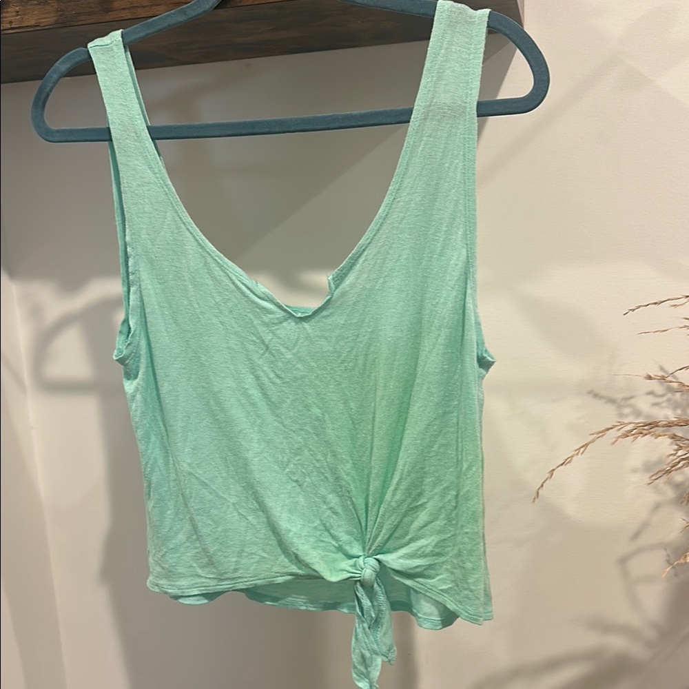 Mint Green Sleeveless Tie-Front Top